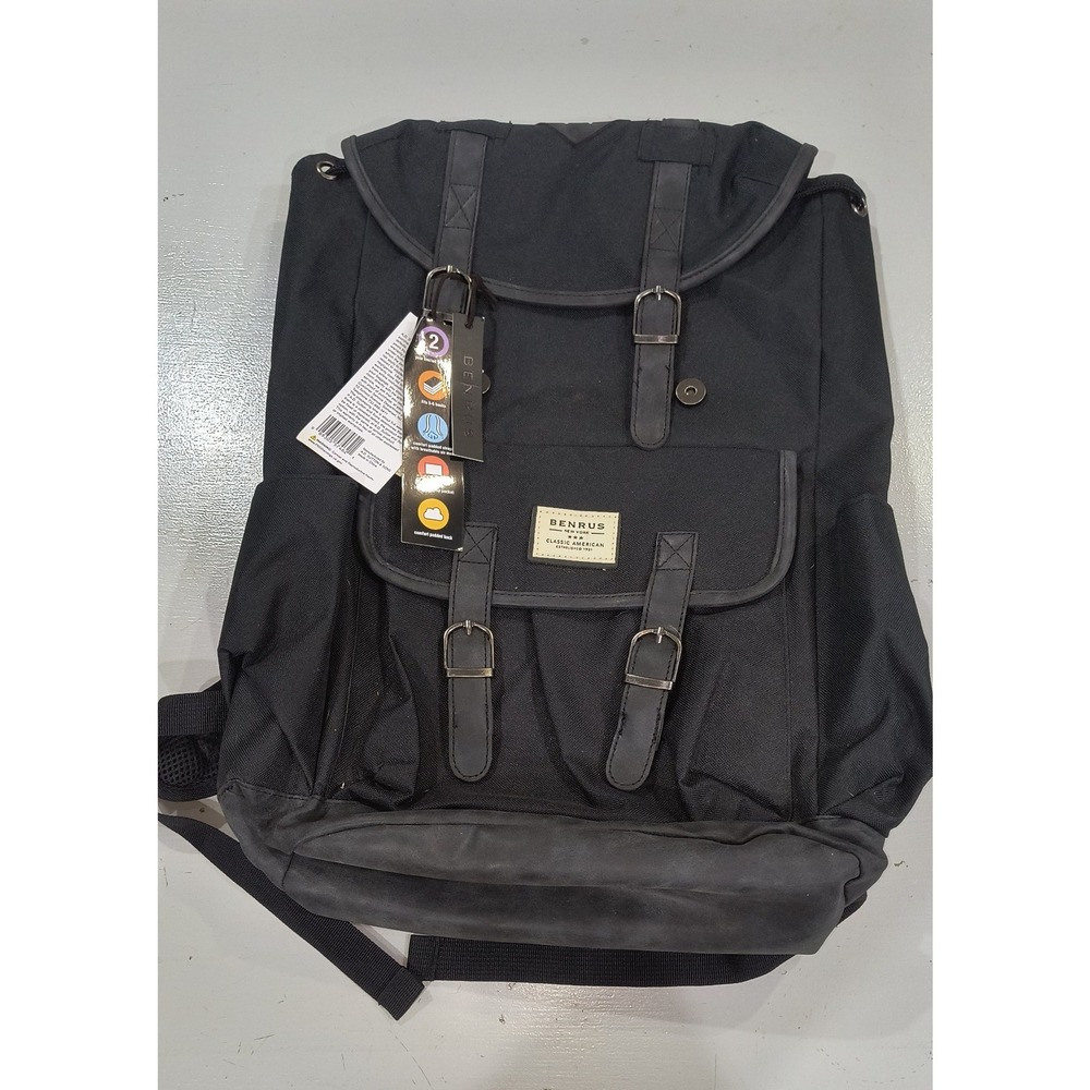 Benrus Scout Rucksack Backpack Black Laptop Pocket Padded Straps NWT 069109466